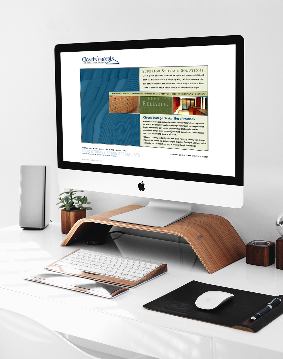 Closet Concepts Website on Desktop